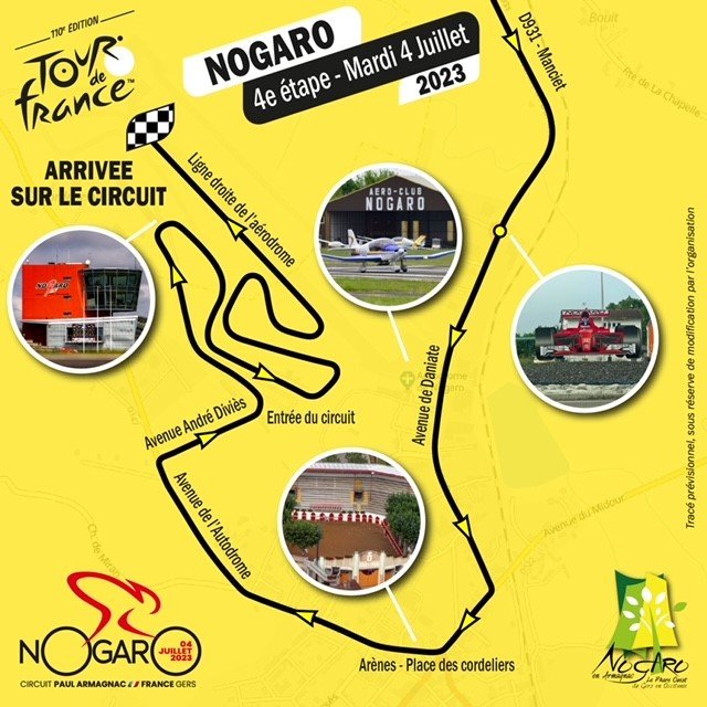 Arrivée du Tour de France à Nogaro Circuit pour l'arrivée de la 4e étape du Tour de France 2023, le 4 juillet à Nogaro